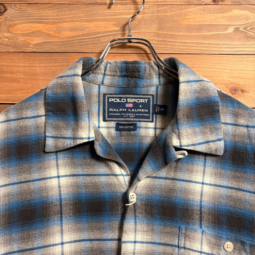 1990s Polo Sport ”Ombré Check” Open Collar Shirt