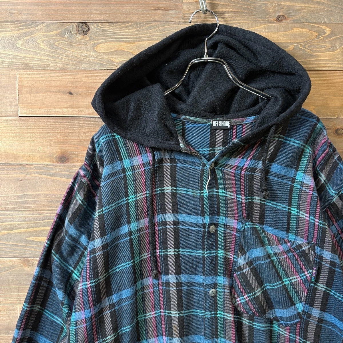 2000s OFF SHORE "Flannel Hoodie"