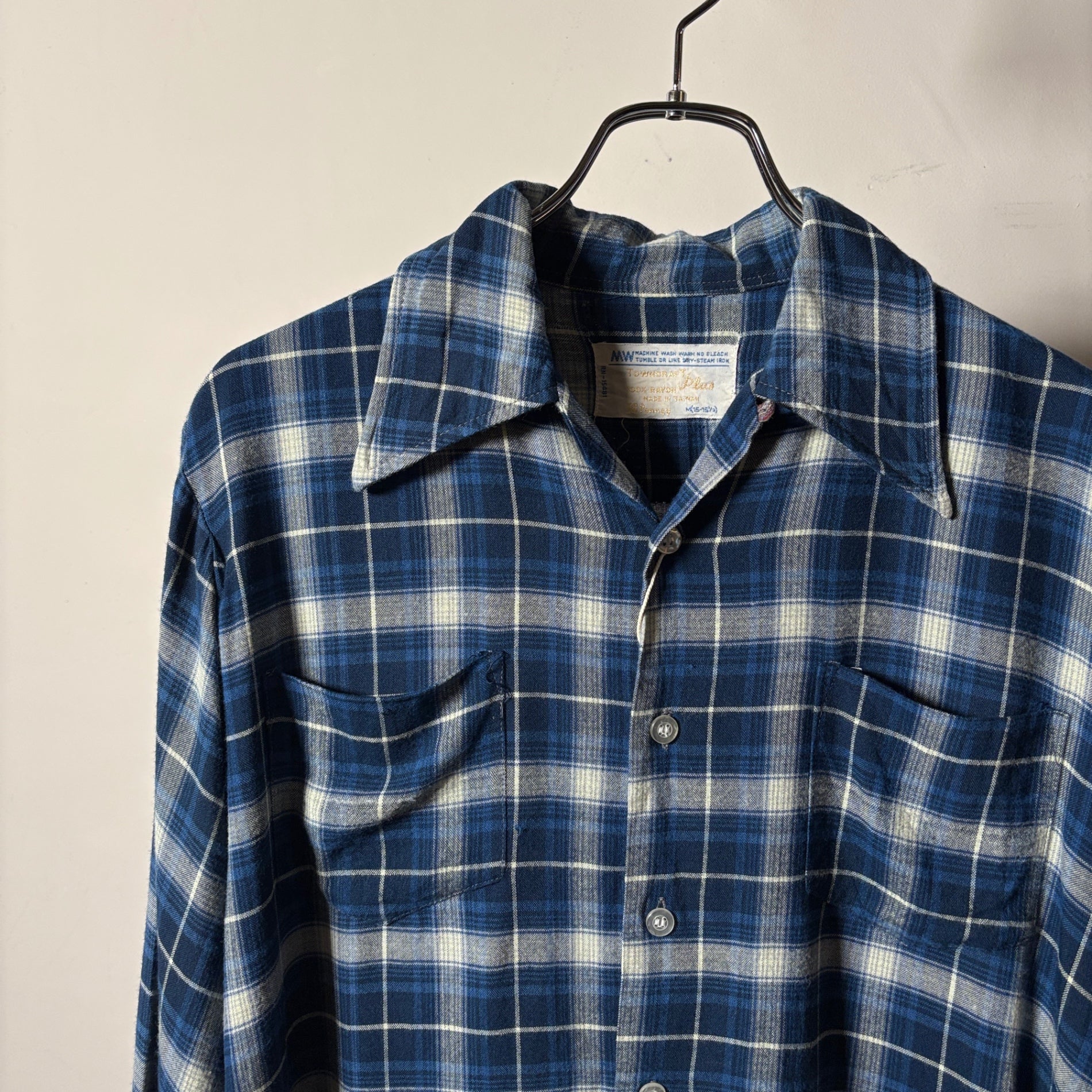 1970s TOWNCRAFT "Ombre Check" Rayon Shirt