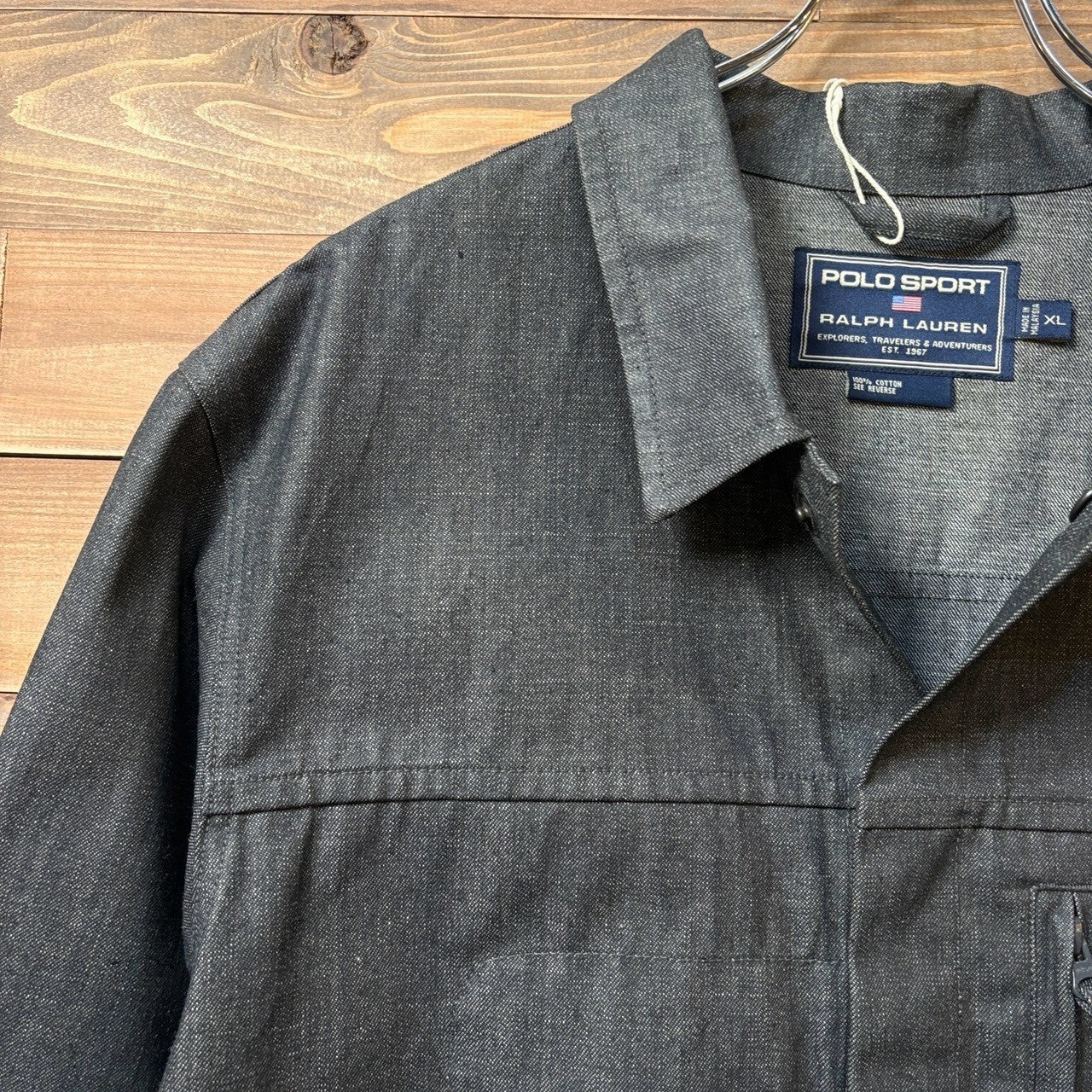 1990s Polo Sport "Black" Processed Denim Jacket