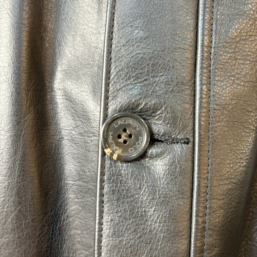 1990s~2000s Polo Ralph Lauren "Black" Leather Car Coat