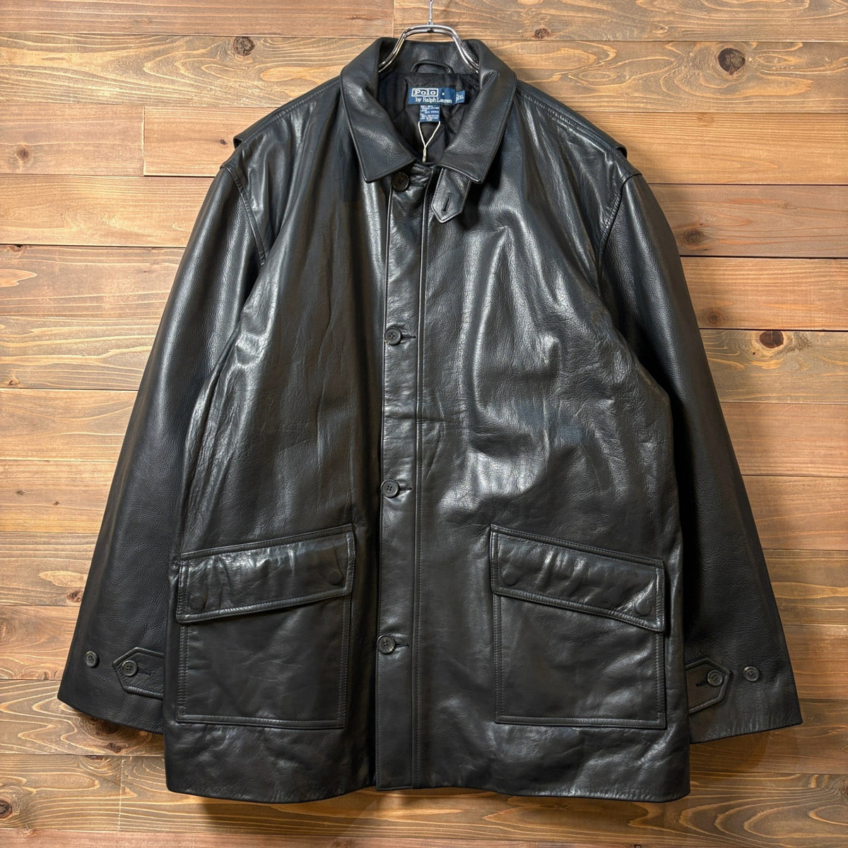 1990s~2000s Polo Ralph Lauren "Black" Leather Car Coat