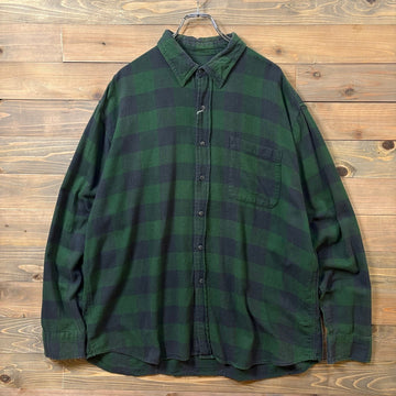 1990s Faded Glory L/S Flannel Shirt Green