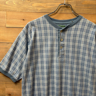 2000s Basic Equipment "Plaid Pattern" Henry Neck T-Shirt