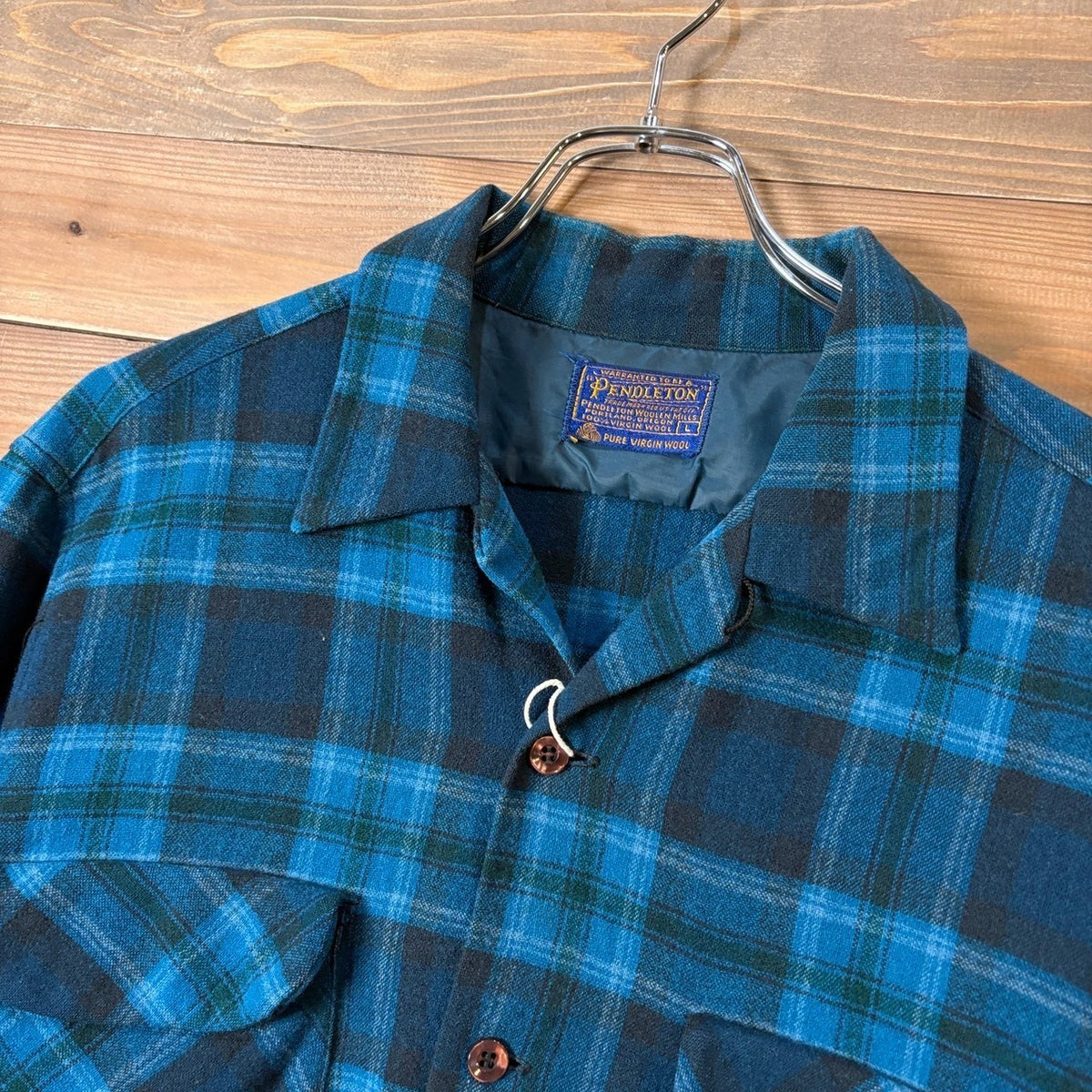 1960s Pendleton "Blue" Ombre Check Wool Flannel Shirt