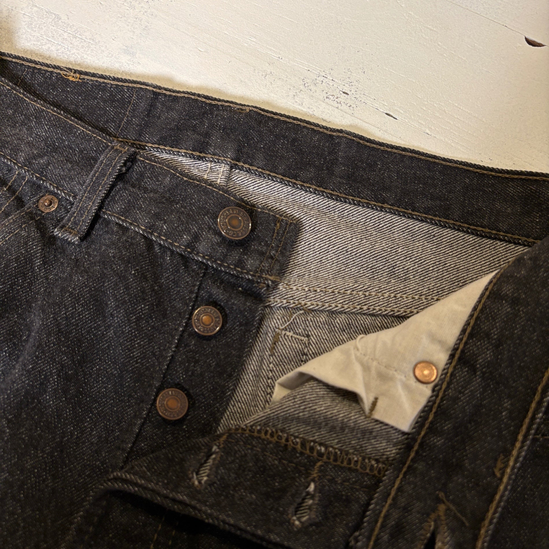 1990s Levi's 501 "Mint Condition" Yarn-Dyed Black Denim