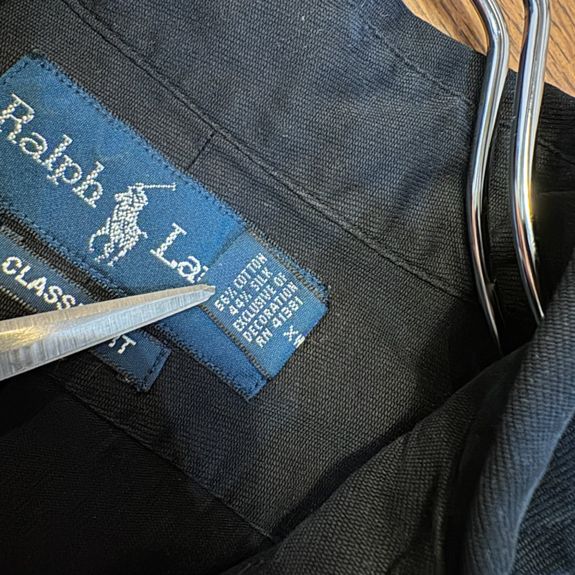 2000s Polo Ralph Lauren "BLACK" Silk Cotton B/D Shirt