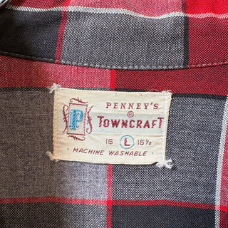 1950s~1960s Towncraft Open Collar Rayon Plaid Shirt