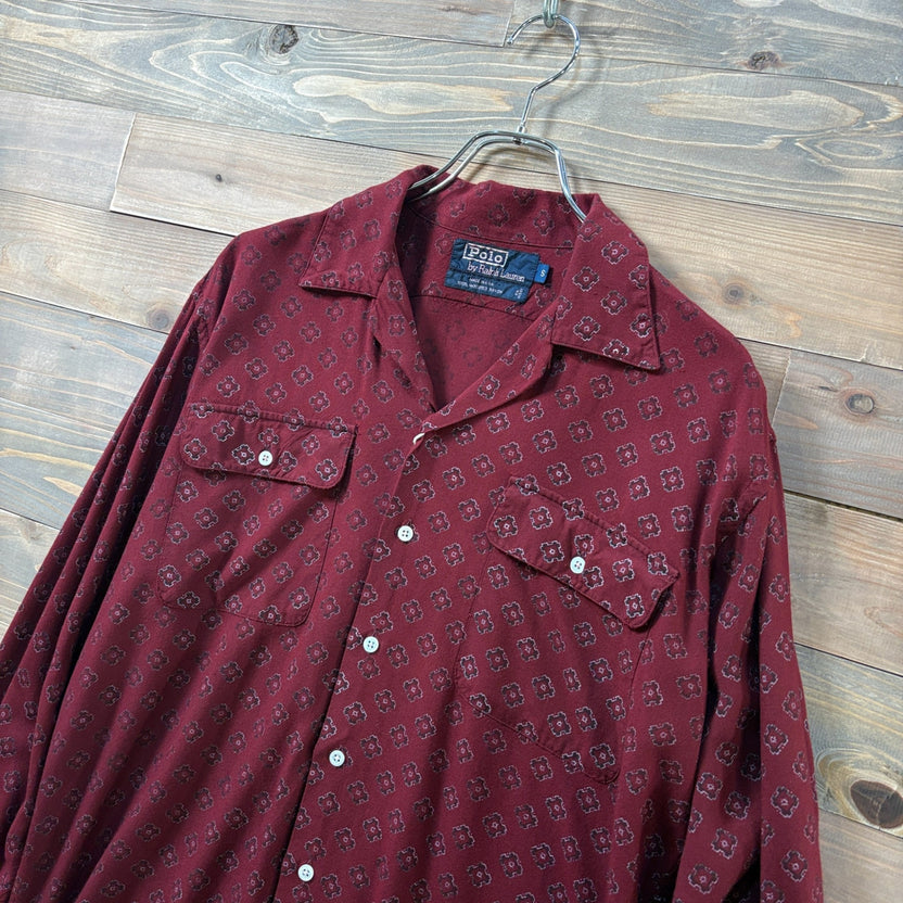 1980s Polo Ralph Lauren "Atomic Pattern" Rayon Open Collar Shirt