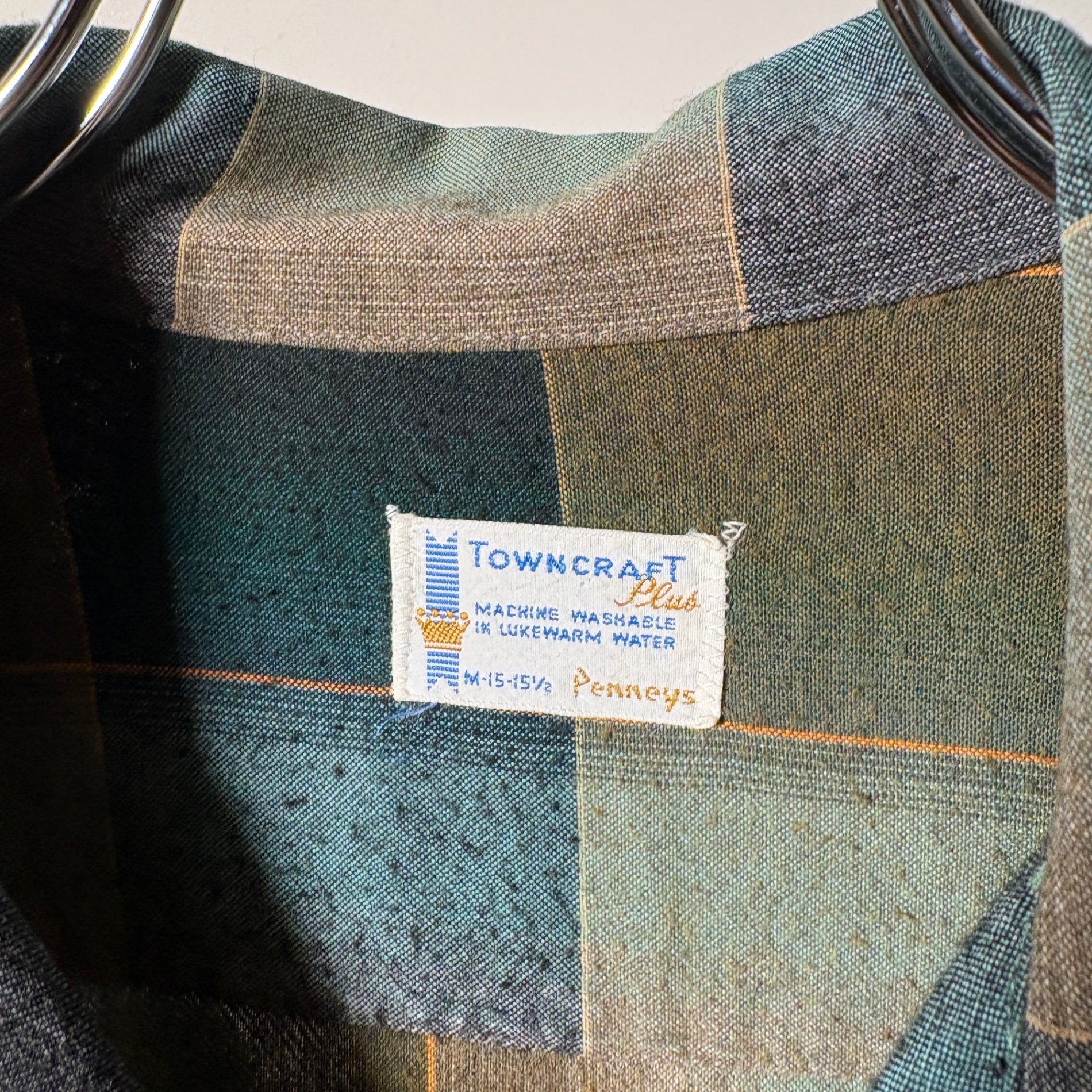 1960s TOWNCRAFT Ombre Check Rayon Shirt