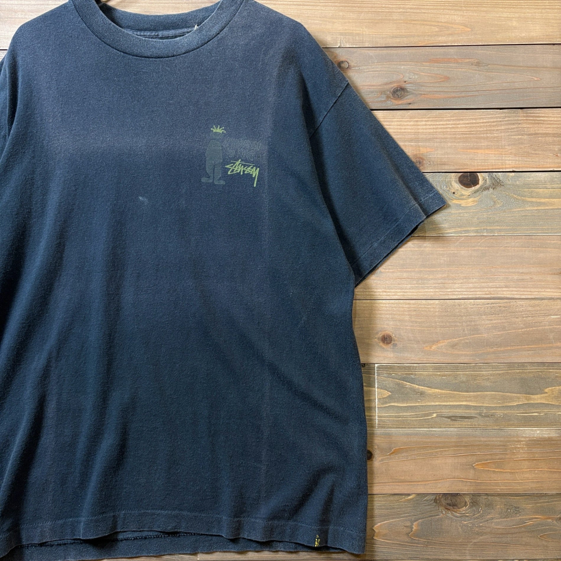 1980s STUSSY "SHADOW MAN" Black T-Shirt