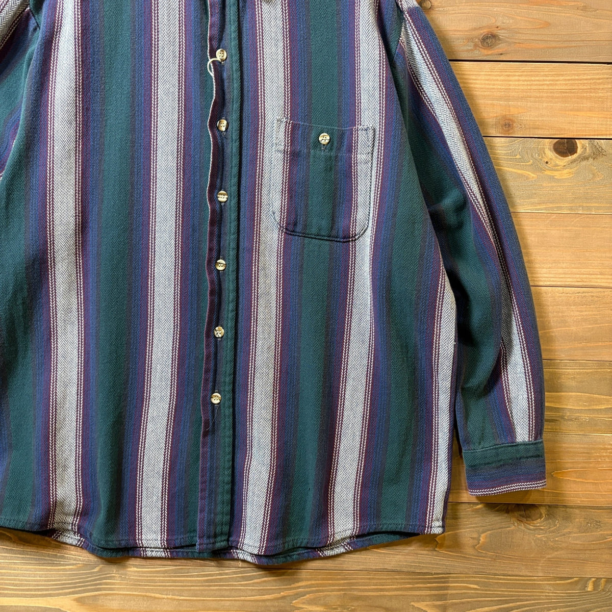 1990s Van Heusen ”Herringbone Stripe” Flannel Shirt