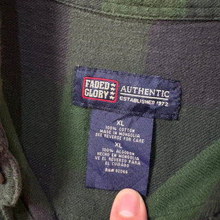 1990s Faded Glory L/S Flannel Shirt Green