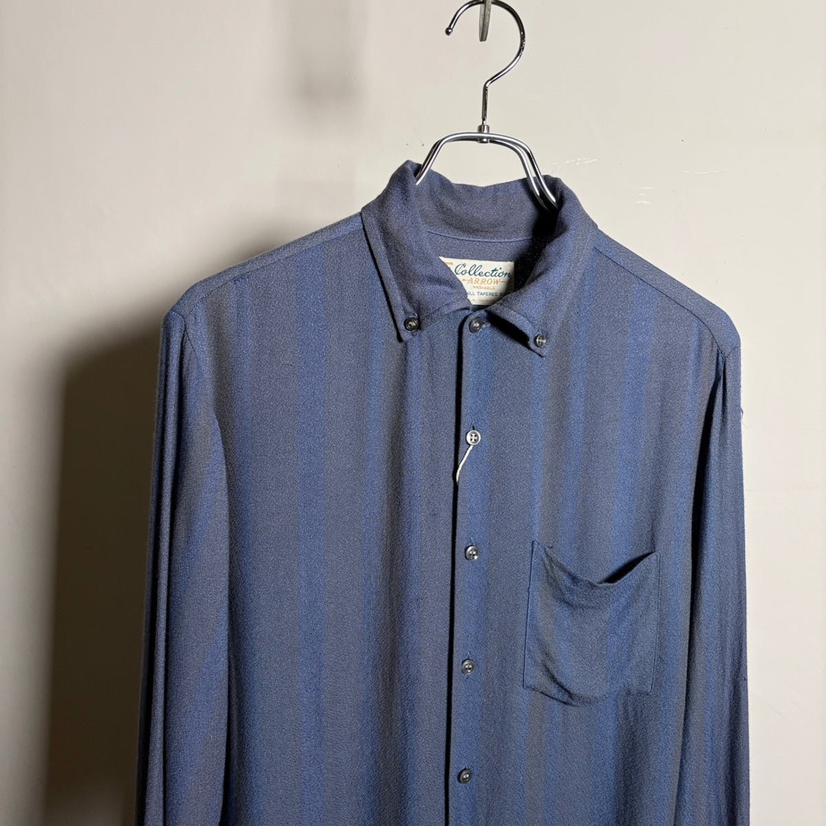 1960s ARROW "Stripe" Rayon Open Collar Shirt