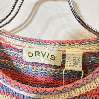 1990s ORVIS "Multi Color Border" Roll Neck S/S Knit