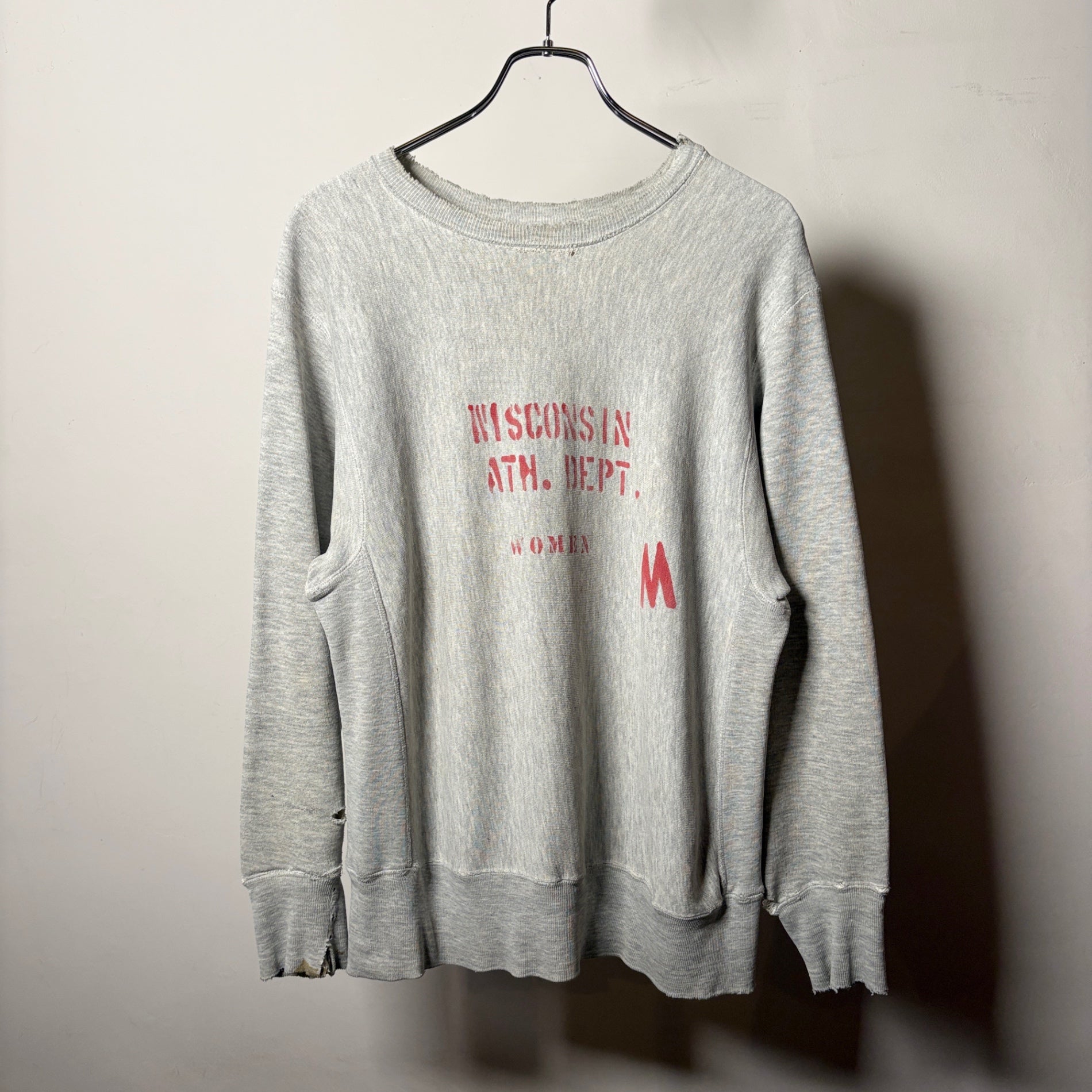 1970s Champion REVERSE WEAVE "Stencils" WISCONSIN ATH DEPT. Sweat Shirt