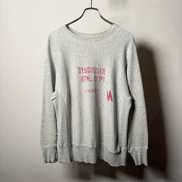 1970s Champion REVERSE WEAVE "Stencils" WISCONSIN ATH DEPT. Sweat Shirt