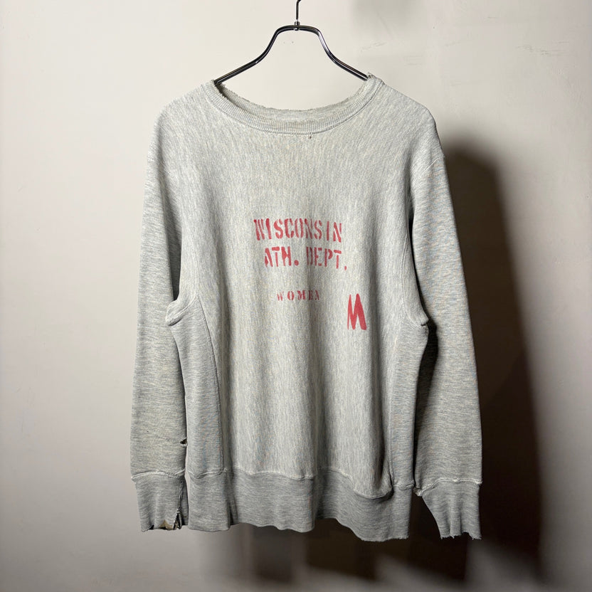 1970s Champion REVERSE WEAVE "Stencils" WISCONSIN ATH DEPT. Sweat Shirt