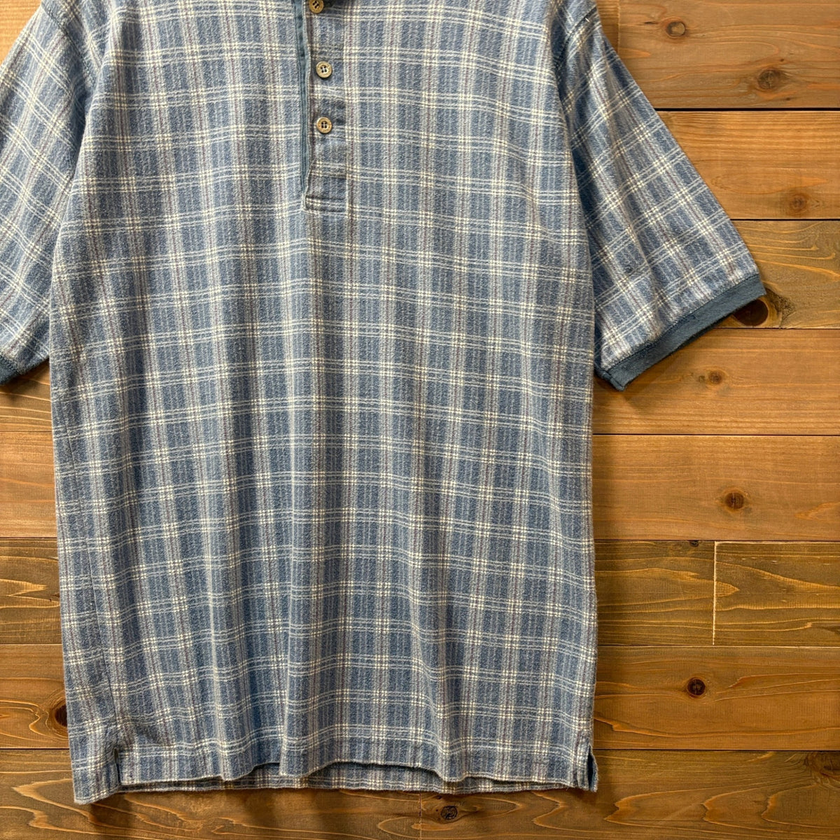 2000s Basic Equipment "Plaid Pattern" Henry Neck T-Shirt