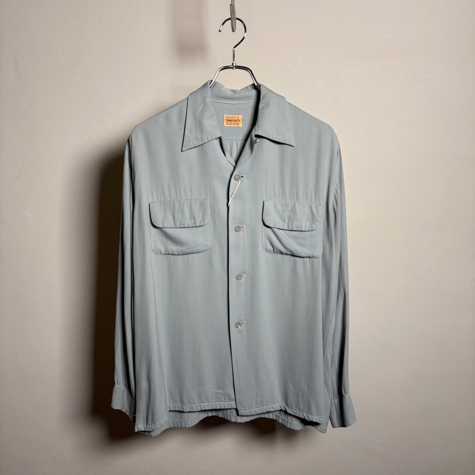 1940s TOWNCRAFT "SAX" Rayon Gabardine Shirt