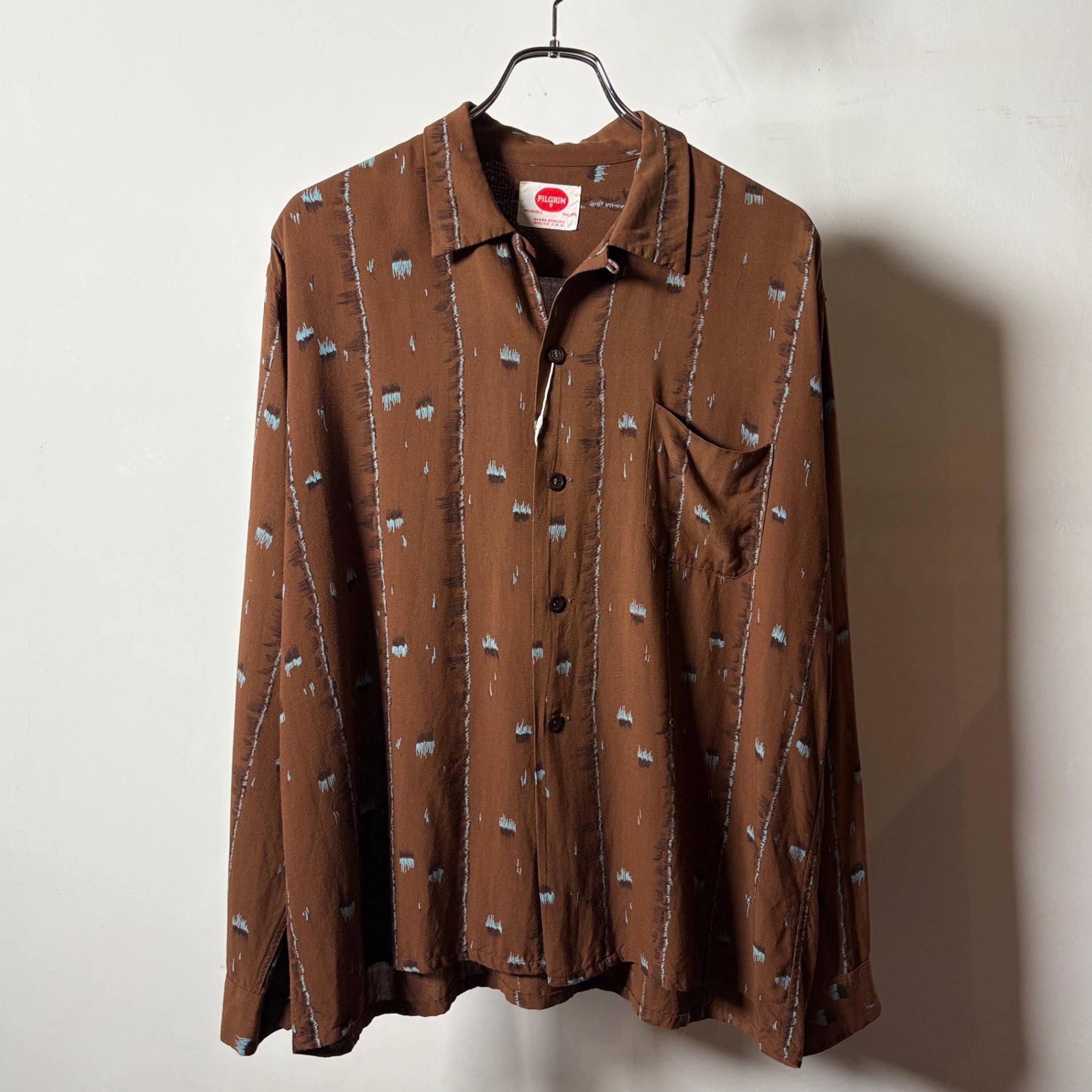 1950s~1960s PILGRIM "Atomic Pattern" Rayon Shirt