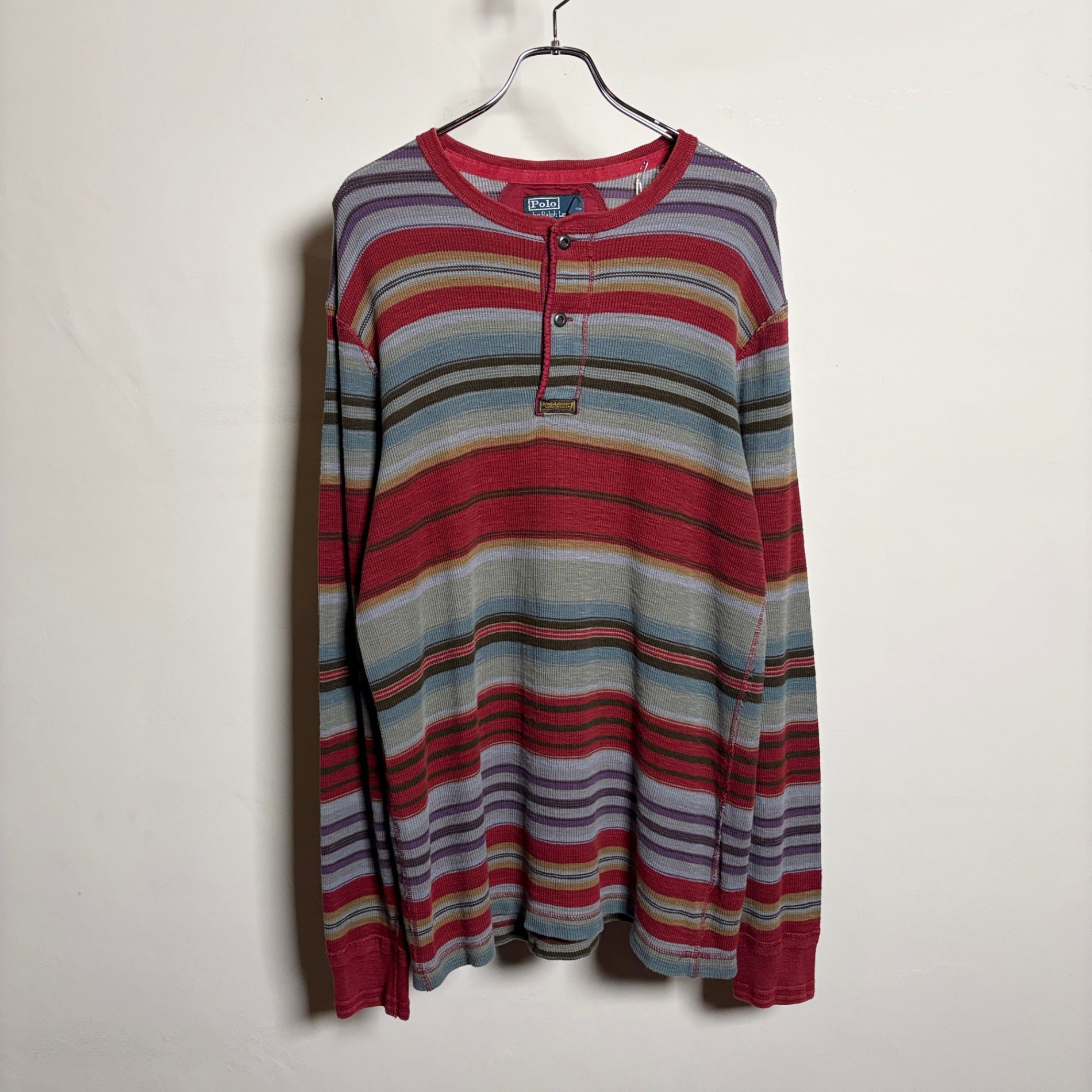Polo Ralph Lauren "Multi-Color Border" Henry Neck Thermal L/S TEE