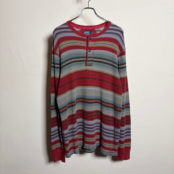 Polo Ralph Lauren "Multi-Color Border" Henry Neck Thermal L/S TEE