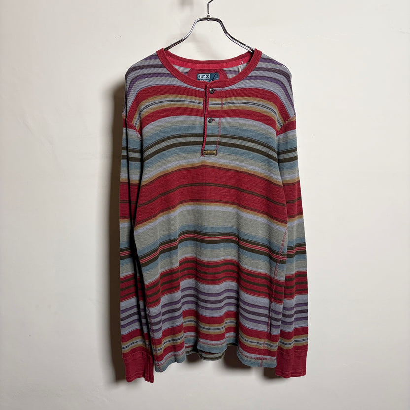Polo Ralph Lauren "Multi-Color Border" Henry Neck Thermal L/S TEE