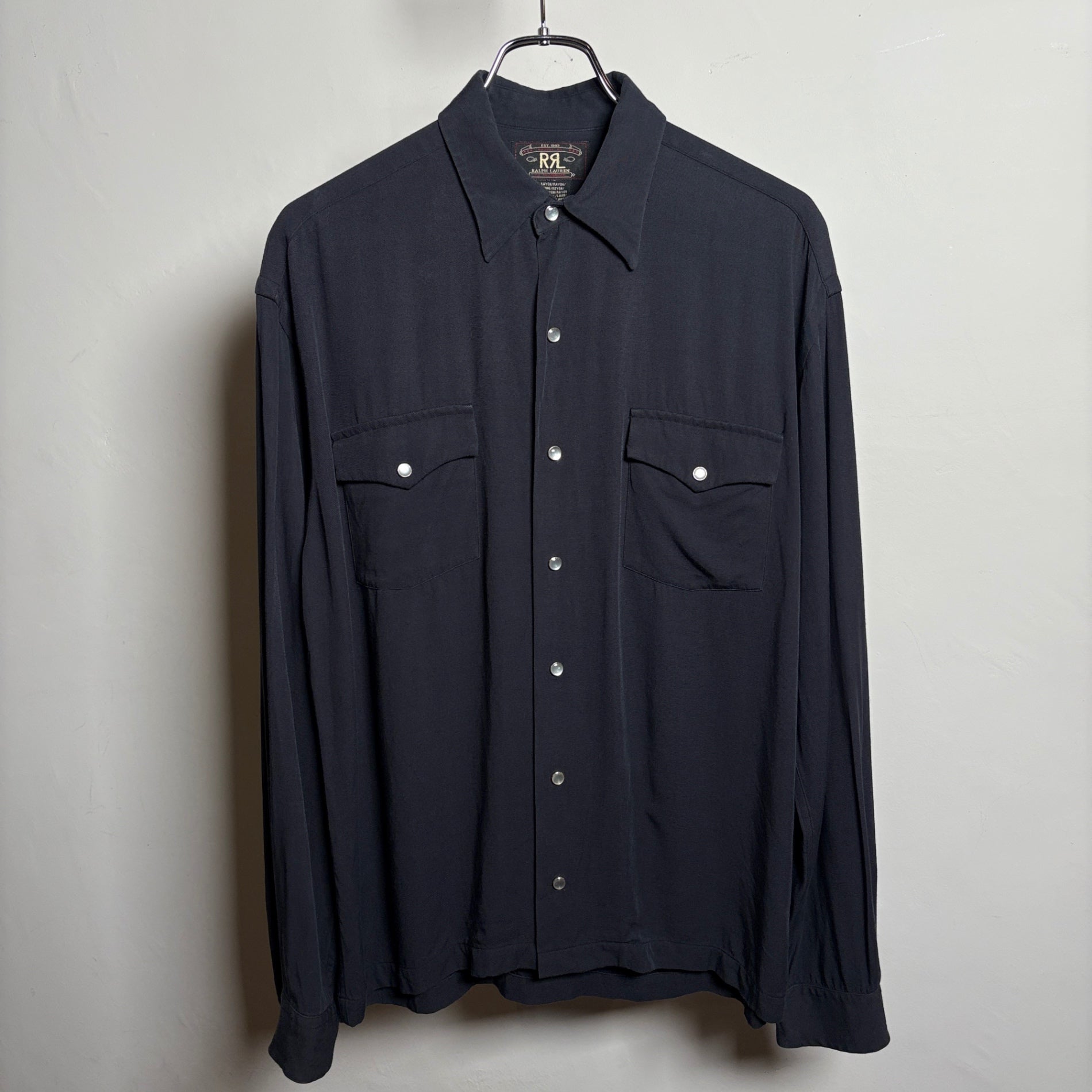 1990s RRL "RAYON" Black Western Shirt