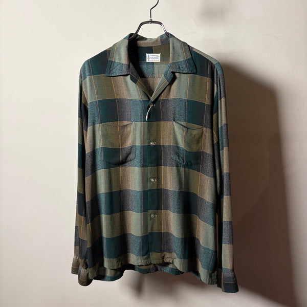 1960s TOWNCRAFT Ombre Check Rayon Shirt