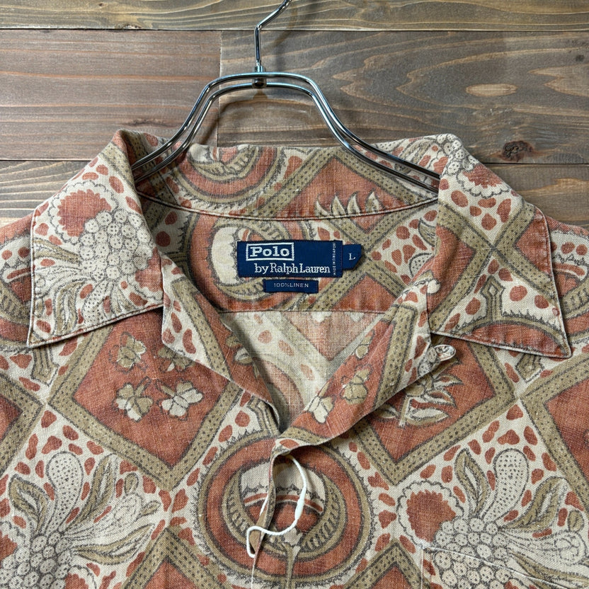 1990s Polo Ralph Lauren "LINEN100%" Aloha Open Collar Shirt