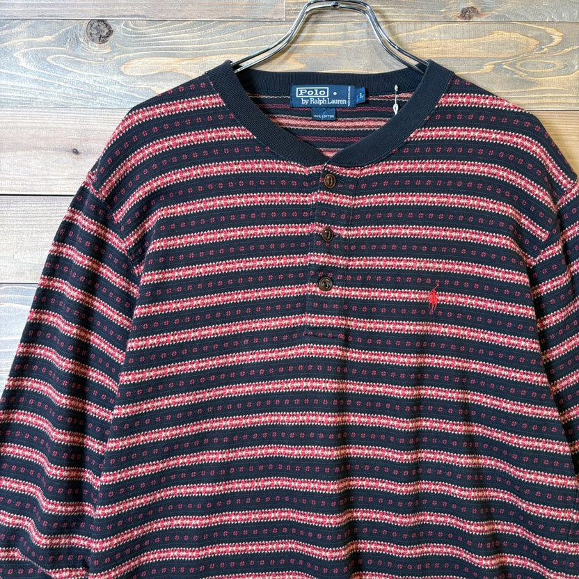 1990s Polo Ralph Lauren "Native Pattern" Henry Neck L/S TEE