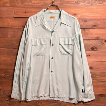 1940s Cavendish "Peppermint" Rayon Open Collar Shirt