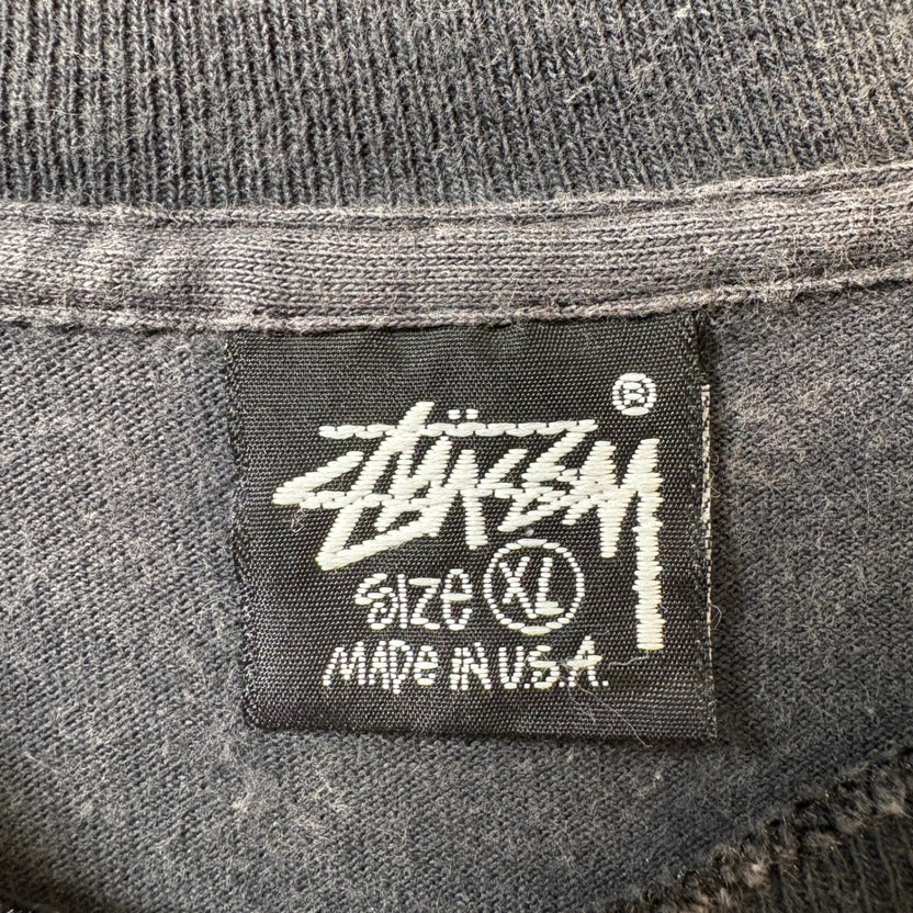 1980s STUSSY "SHADOW MAN" Black T-Shirt