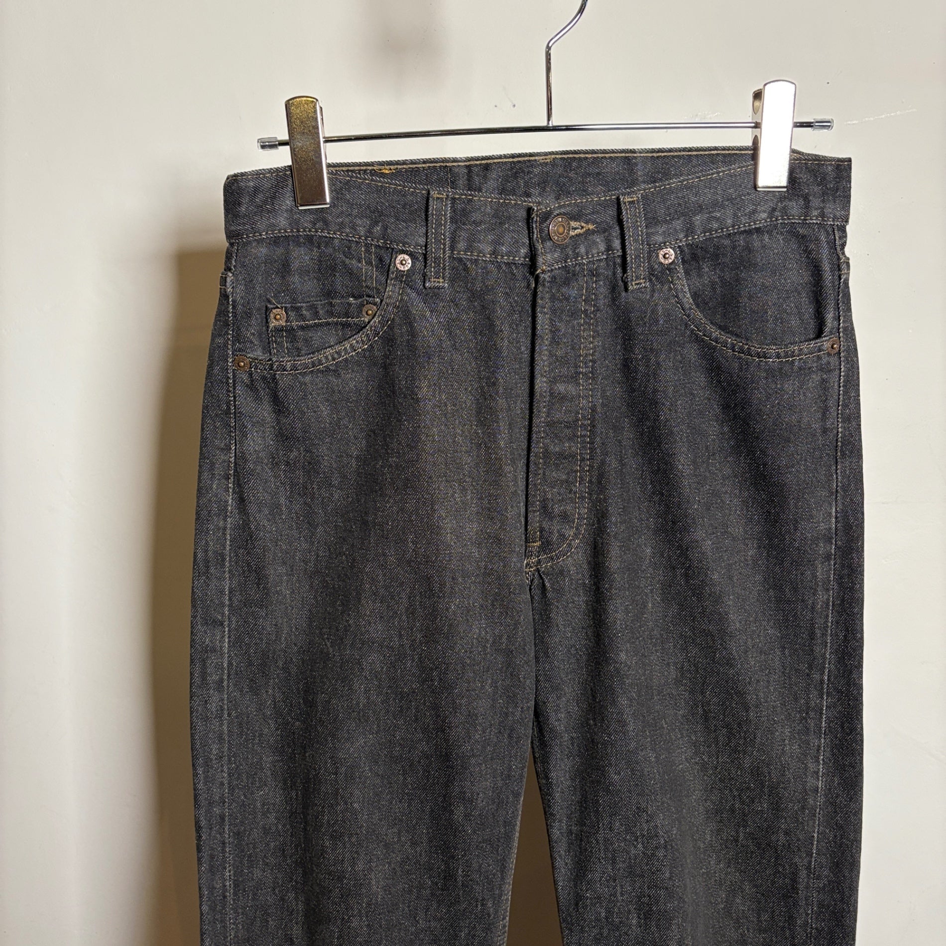 1990s Levi's 501 "Mint Condition" Yarn-Dyed Black Denim