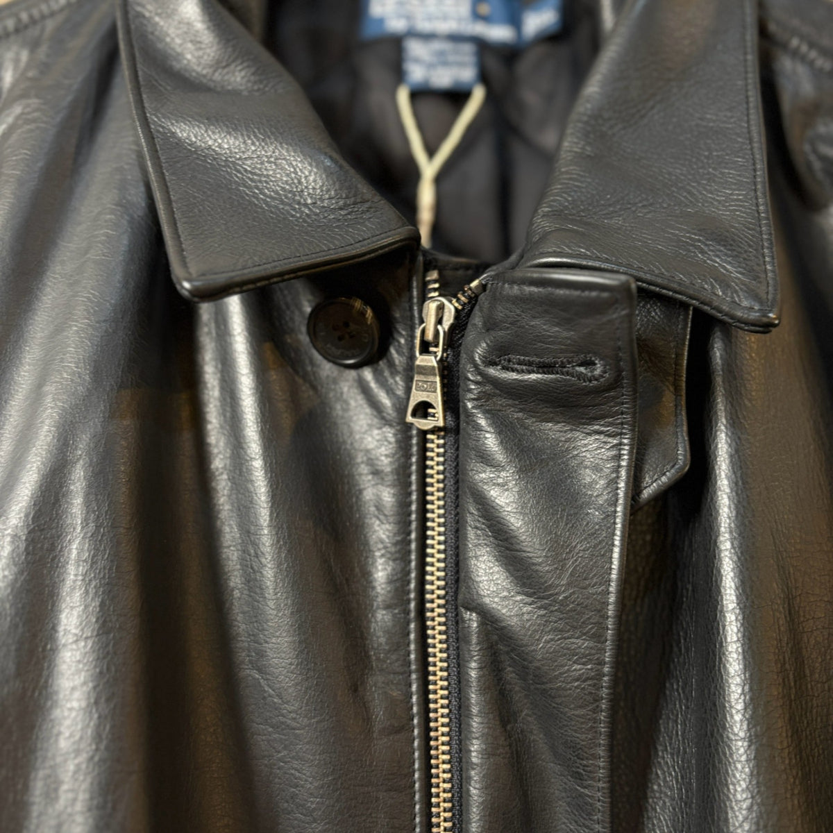 1990s~2000s Polo Ralph Lauren "Black" Leather Car Coat