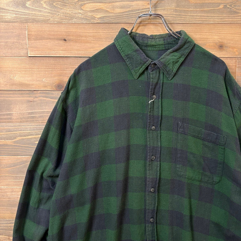 1990s Faded Glory L/S Flannel Shirt Green
