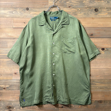 2000s Polo Ralph Lauren Silk Linen Open Collar Shirt