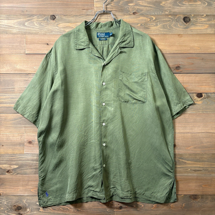 2000s Polo Ralph Lauren Silk Linen Open Collar Shirt