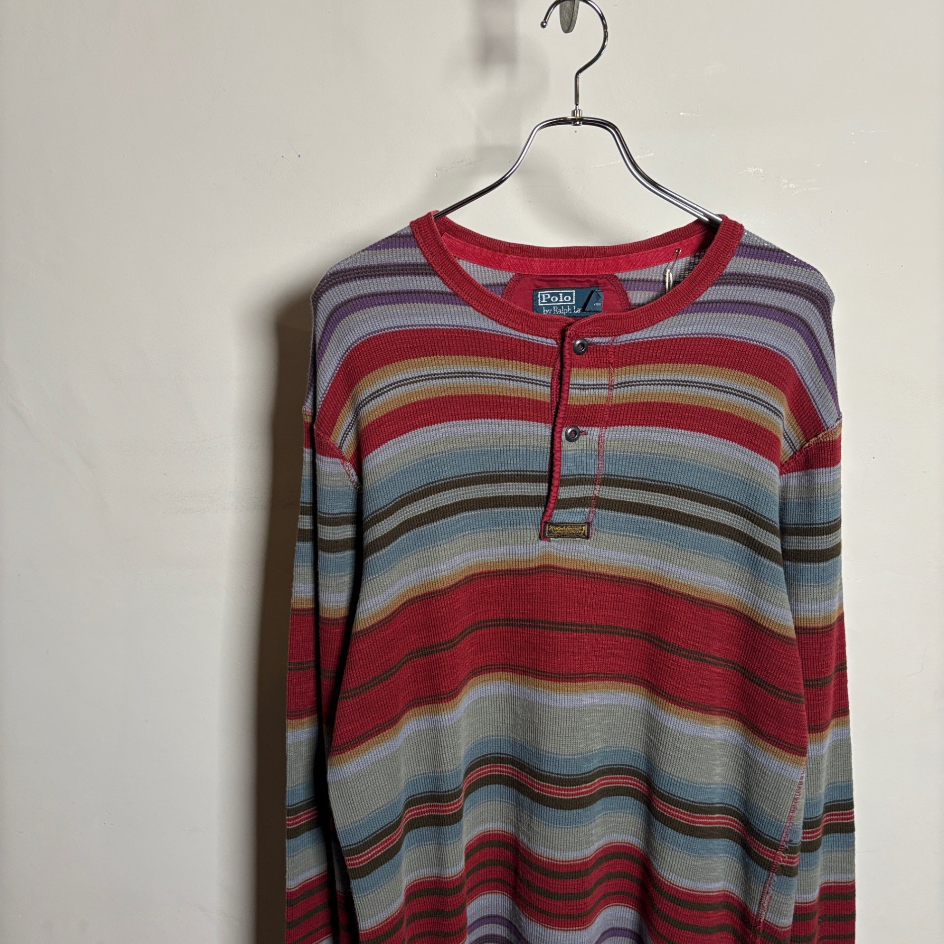 Polo Ralph Lauren "Multi-Color Border" Henry Neck Thermal L/S TEE