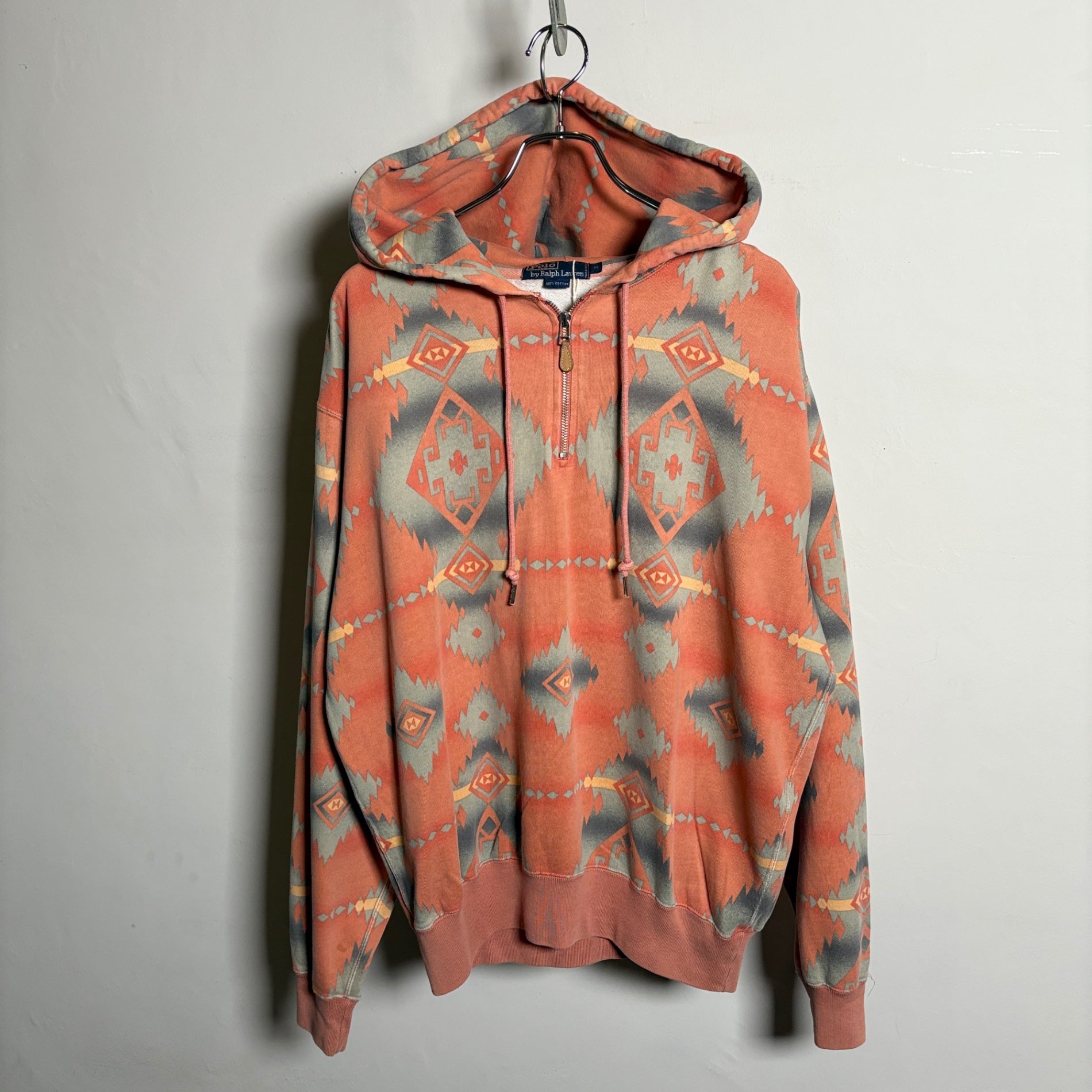 1980s~1990s Polo Ralph Lauren "Native Pattern" Half-Zip Hoodie