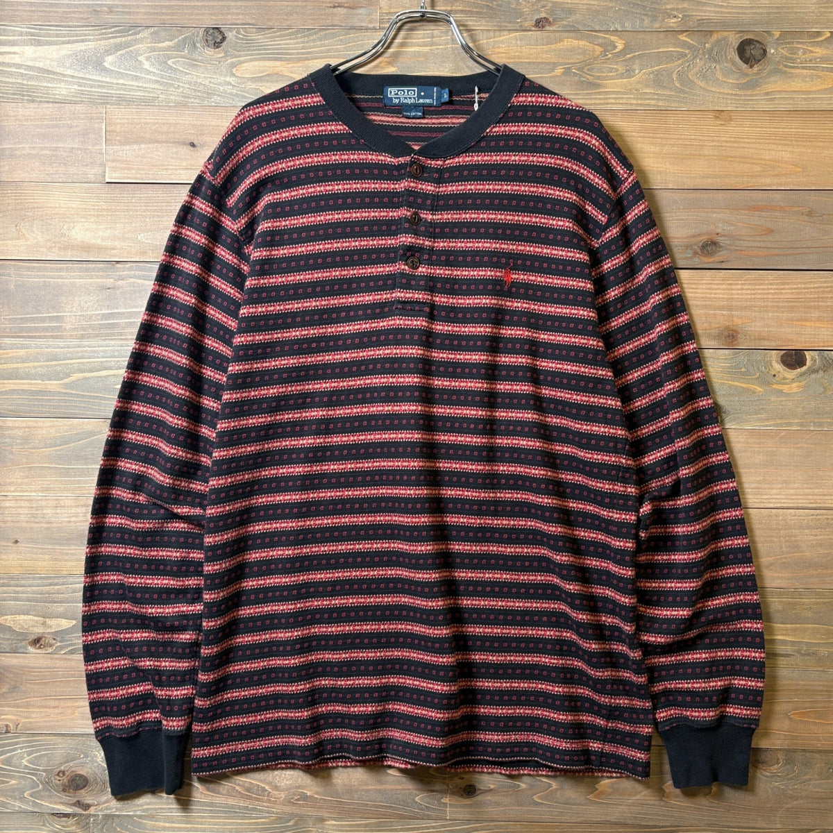 1990s Polo Ralph Lauren "Native Pattern" Henry Neck L/S TEE