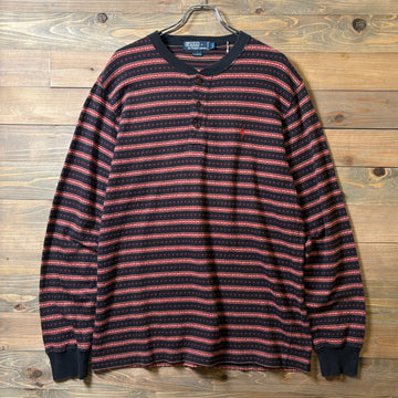 1990s Polo Ralph Lauren "Native Pattern" Henry Neck L/S TEE