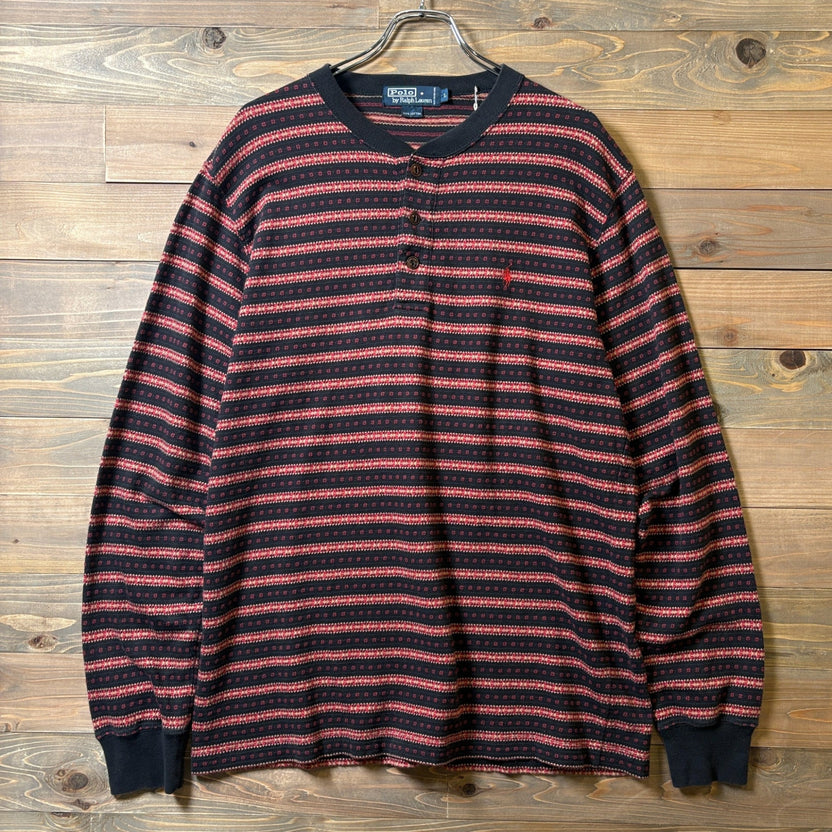 1990s Polo Ralph Lauren "Native Pattern" Henry Neck L/S TEE