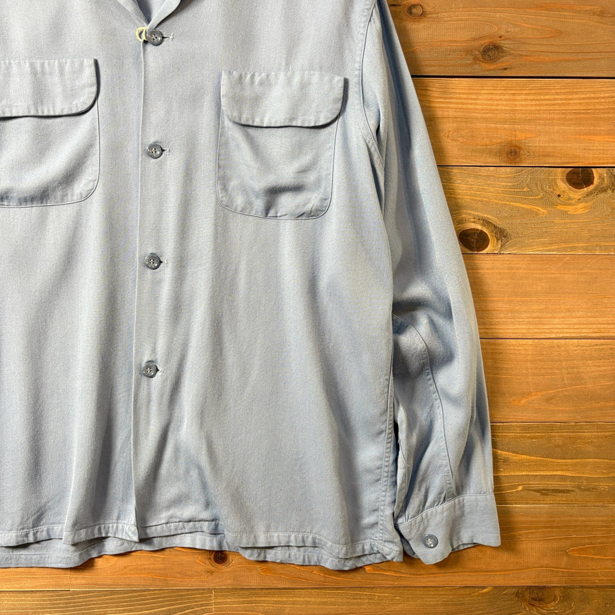 1950s TOWNCRAFT "SAXE BLUE" Rayon Gabardine Shirt