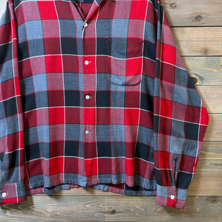 1950s~1960s Towncraft Open Collar Rayon Plaid Shirt