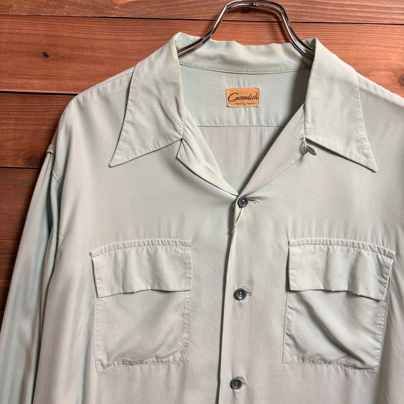 1940s Cavendish "Peppermint" Rayon Open Collar Shirt