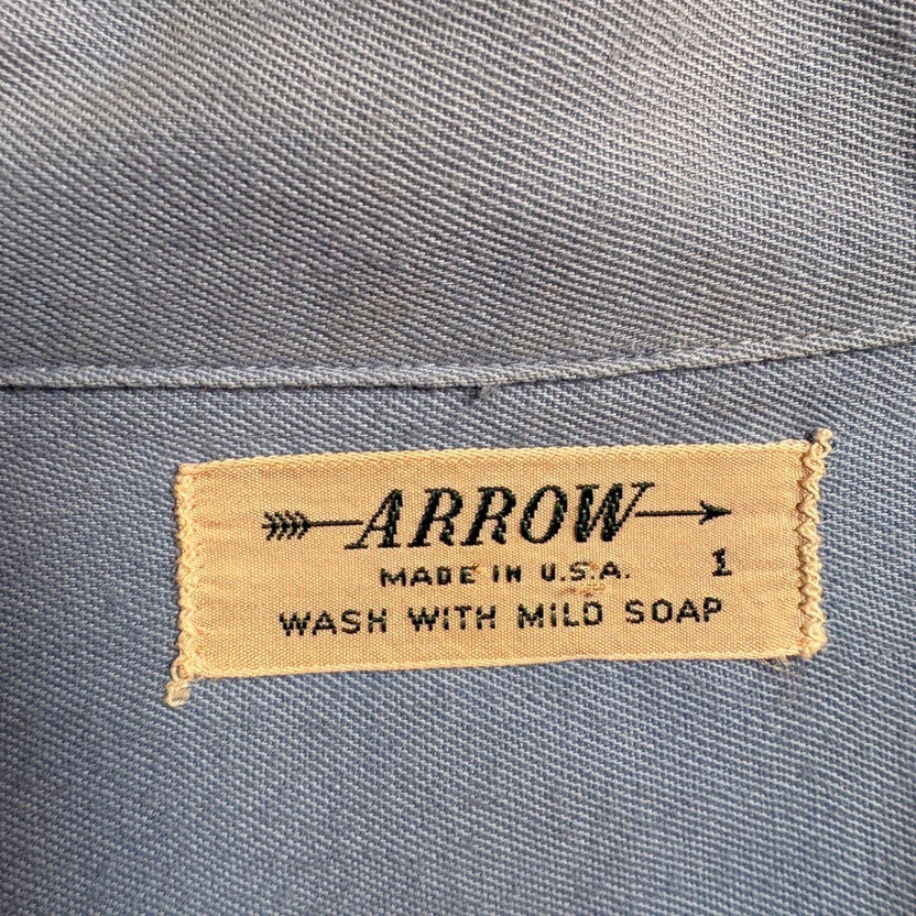 1940s ARROW "Light Blue" Rayon Gabardine Shirt