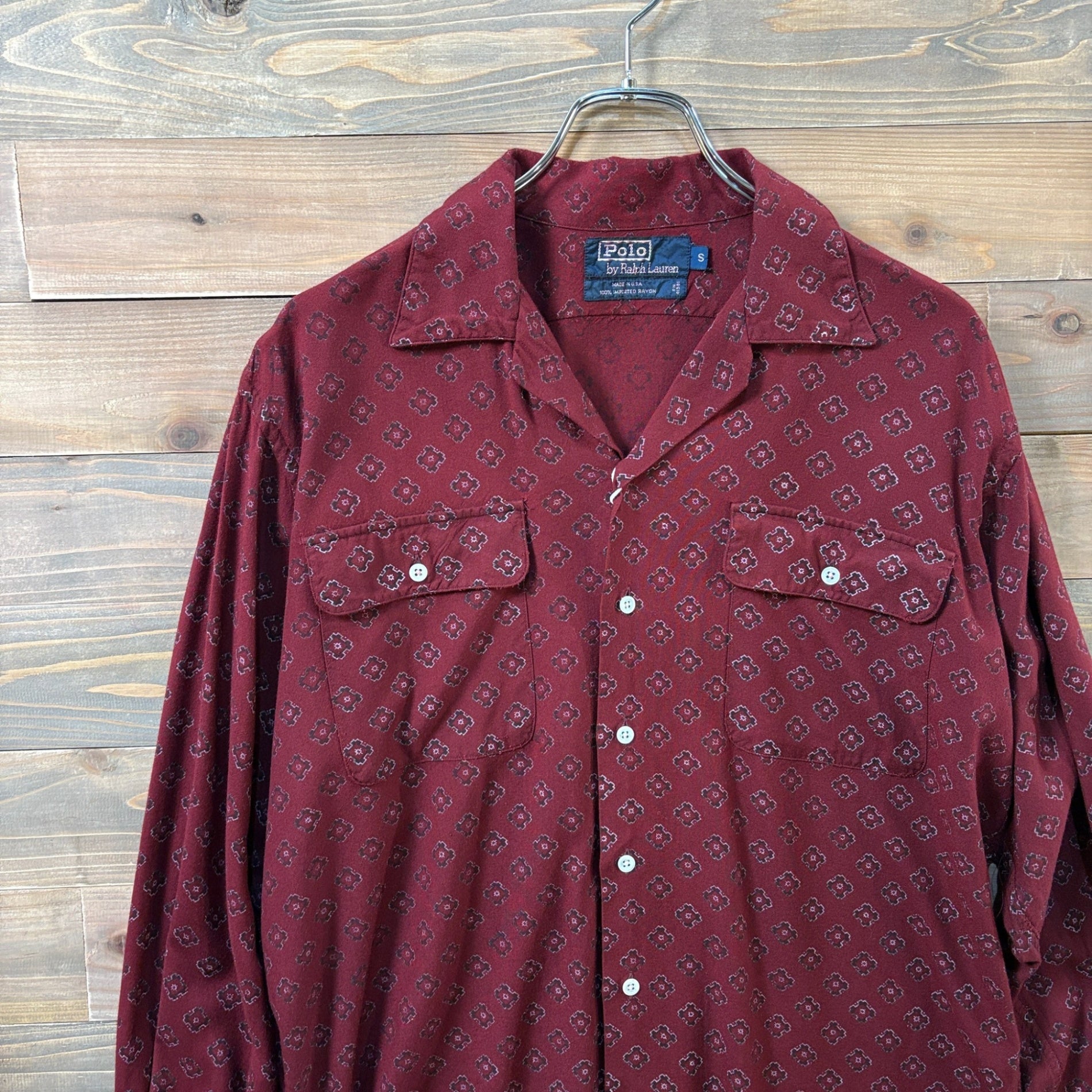 1980s Polo Ralph Lauren "Atomic Pattern" Rayon Open Collar Shirt