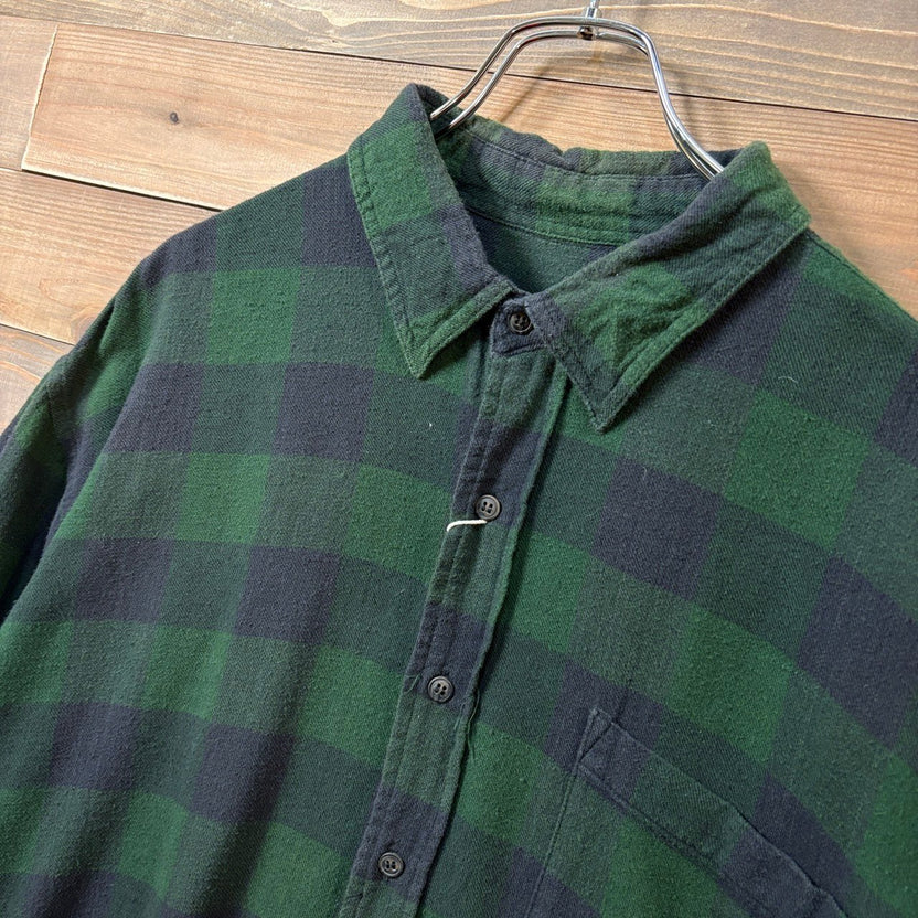 1990s Faded Glory L/S Flannel Shirt Green